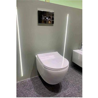 Bagno Bianco Lizbon Seramik Kanalsız Arkadan Çıkışlı Gömme Duvara Sıfır Asma Klozet Beyaz