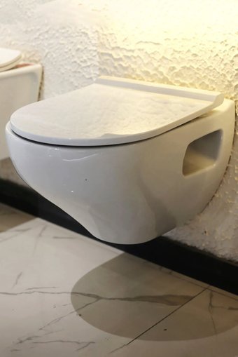 Bien Ion Seramik Arkadan Çıkışlı Gömme Duvara Sıfır Asma Gömme Klozet Beyaz + Soft Close Kapak + Gömme Rezervuar