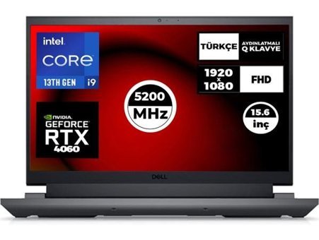 Dell G15 5530 G55302401017U 026 Harici GeForce RTX 4060 Intel Core i9 13900HX 32 GB Ram 4 TB SSD 15.6 inç Full HD FreeDos Oyuncu Laptop