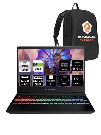 Casper Excalibur G770 Harici GeForce RTX 3050 Intel Core i5 12450H 12 GB Ram 512 GB SSD 15.6 inç Full HD Windows 11 Pro Oyuncu Laptop + PER4 Çanta