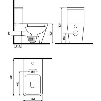 Newarc Loft 36 cm Seramik Kanallı Arkadan Çıkışlı Ayaklı Klozet Beyaz