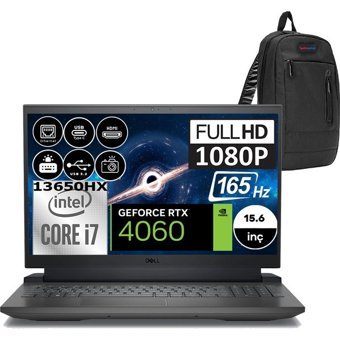 Dell Gaming G15 5530 G155530013WH07 Harici GeForce RTX 4060 Intel Core i7 13650HX 96 GB DDR5 Ram 512 GB SSD 15.6 inç Full HD Windows 11 Home Oyuncu Laptop + Zetta Çanta