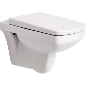 Alvit Kare 50 cm Kanallı Arkadan Çıkışlı Asma Klozet Beyaz + Yavaş Kapanan Kapak