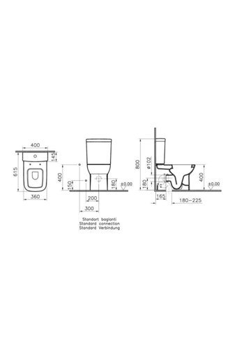 Vitra S20 Seramik Kanallı Alttan Çıkışlı Asma Klozet Beyaz + Soft Kapak + Basmalı İç Takım