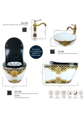Pure WH-296 Seramik Kanalsız Gömme Duvara Sıfır Asma Gömme Klozet Siyah + Soft Kapak