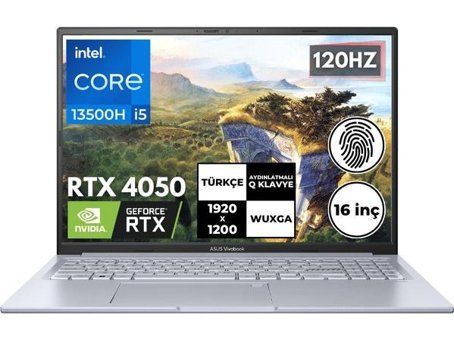 Asus Vivobook 16X K3605VU-N1166 BT30 Harici GeForce RTX 4050 Intel Core i5 13500H 16 GB Ram 2 TB SSD 16.0 inç Full HD Windows 11 Home Oyuncu Laptop