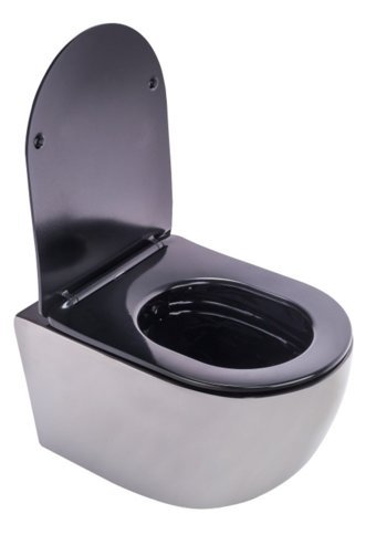 Pure WH-786 31 cm Seramik Kanalsız Arkadan Çıkışlı Gömme Duvara Sıfır Asma Gömme Klozet Siyah Gold