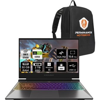 Casper Excalibur G8701245BFA0XBP429 Harici GeForce RTX 4050 Intel Core i5 12450H 32 GB Ram 2 TB SSD 15.6 inç Full HD Windows 11 Pro Oyuncu Laptop + PER4 Çanta