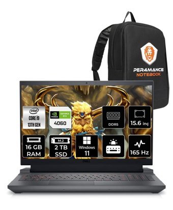Dell G15 5530 G55302401017U Harici GeForce RTX 4060 Intel Core i9 13900HX 16 GB Ram 2 TB SSD 15.6 inç Full HD Windows 11 Pro Oyuncu Laptop + PER4 Çanta