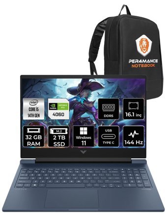 HP Victus 16 9J251EA Harici GeForce RTX 4060 Intel Core i5 14500HX 32 GB Ram 2 TB SSD 16.1 inç Full HD Windows 11 Pro Oyuncu Laptop + PER4 Çanta