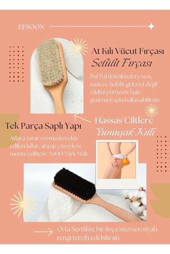 Efsoon Organics Selülit Giderici Saplı At Kılı Fırçası Beyaz