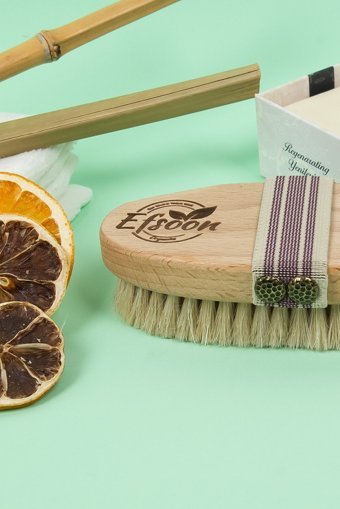 Efsoon Organics Selülit Giderici Sapsız At Kılı Fırçası Beyaz