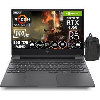 HP Victus 16 S0021NT 7Z4N0EAW02 Harici GeForce RTX 4050 AMD Ryzen 7 7840HS 16 GB DDR5 Ram 1 TB SSD 16.1 inç Full HD FreeDos Oyuncu Laptop + WeblegelsinÇanta