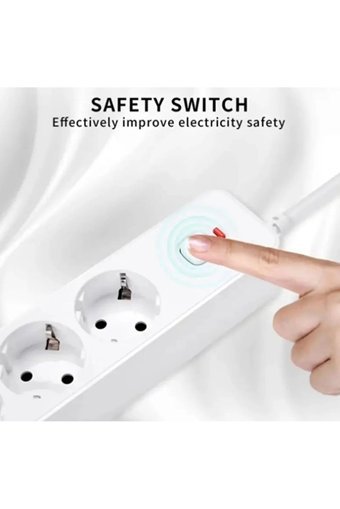 Hepu Hp-H01 3'lü Soket 2 metre 4'lü USB Kablolu Çiftli Akım Korumalı Priz