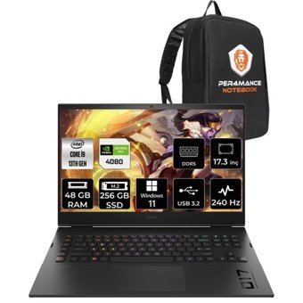 HP Omen 17 892R0EAPN406 Harici GeForce RTX 4080 Intel Core i9 13900HX 48 GB Ram 256 GB SSD 17.3 inç QHD Windows 11 Pro Oyuncu Laptop + PER4 Çanta