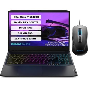 Lenovo IdeaPad Gaming 3 15IHU6 Harici GeForce RTX 3050Tİ Intel Core i7 11370H 16 GB Ram 512 GB SSD 15.6 inç Full HD FreeDos Oyuncu Laptop