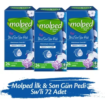 Molped İlk Son Gün Organik 8 Adet 72'li Uzun Günlük Ped