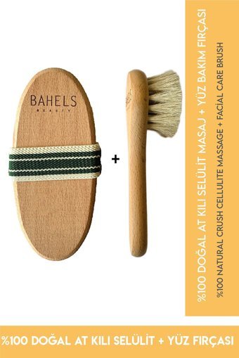 Bahels Cosmetic Selülit Giderici Yüz İçin Saplı Sapsız At Kılı Fırçası Seti