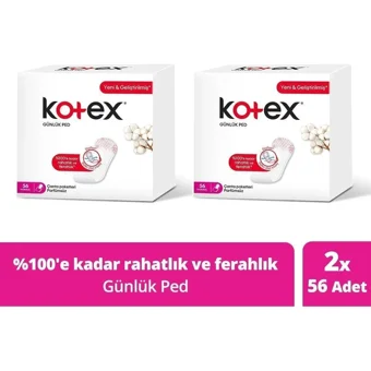 Kotex Parfümsüz Organik 2 Adet 56'lı Normal Günlük Ped