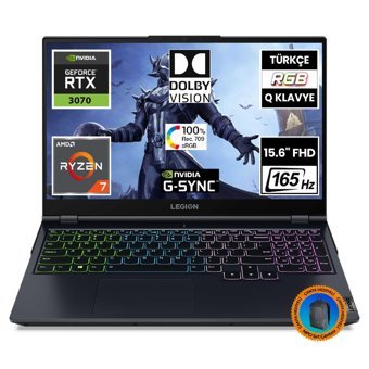 Lenovo Legion 5 82JU00EATX07 CNT008 Harici GeForce RTX 3070 AMD Ryzen 7 5800H 64 GB Ram 1 TB SSD 15.6 inç Full HD FreeDos Oyuncu Laptop