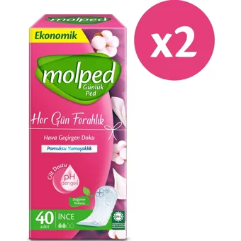 Molped Her Gün Ferahlık Deo Organik 80'li Normal Günlük Ped
