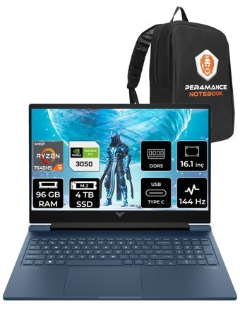 HP Victus 16 7Z4N2EA Harici GeForce RTX 3050 AMD Ryzen 5 7640HS 96 GB Ram 4 TB SSD 16.1 inç Full HD FreeDos Oyuncu Laptop + PER4 Çanta