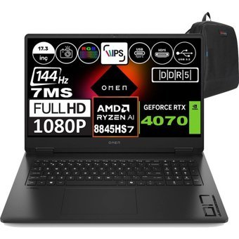 HP Omen 17 DB0019NT A44QQEAF09 Harici GeForce RTX 4070 AMD Ryzen 7 8845HS 96 GB DDR5 Ram 4 TB SSD 17.3 inç Full HD FreeDos Oyuncu Laptop + Zetta Çanta