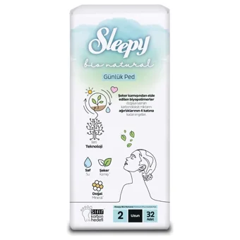 Sleepy Bio Natural Premium Plus Organik 32'li Uzun Günlük Ped