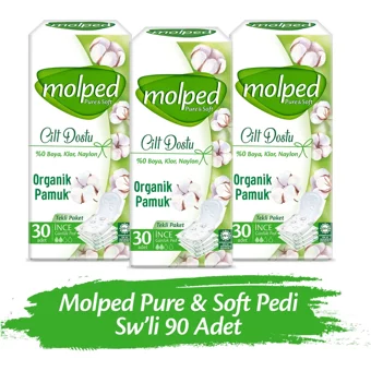 Molped Pure Soft Organik 4 Adet 90'lı Normal Günlük Ped