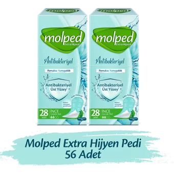 Molped Ekstra Hijyen Antibakteriyel Organik 6 Adet 56'lı Normal Günlük Ped