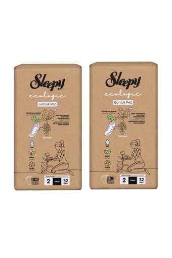 Sleepy Ecologic Organik 2 Adet 32'li Normal Günlük Ped
