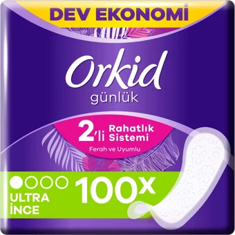 Orkid 2'Li Rahatlık Sistemi Organik 4 Adet 100'lü Normal Günlük Ped