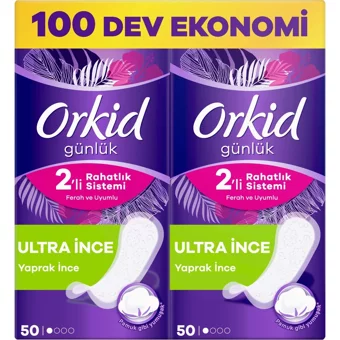 Orkid 2'Li Rahatlık Sistemi Organik 4 Adet 100'lü Normal Günlük Ped