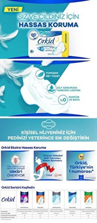 Orkid Ekstra Hassas Organik 50'li Normal-Uzun Günlük Ped