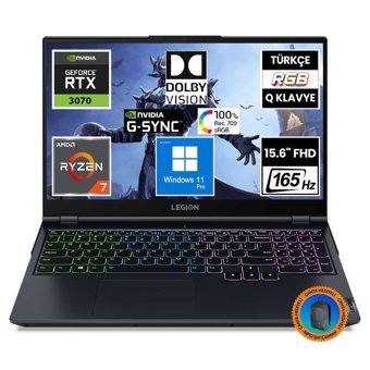 Lenovo Legion 5 82JU00EATX10 CNT011 Harici GeForce RTX 3070 AMD Ryzen 7 5800H 32 GB Ram 1 TB SSD 15.6 inç Full HD Windows 11 Pro Oyuncu Laptop