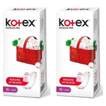 Kotex Organik 2 Adet 16'lı Uzun Günlük Ped