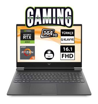HP Victus 16 S0018NT 7Z4M8EA Harici GeForce RTX 4060 AMD Ryzen 5 7640HS 16 GB Ram 1 TB SSD 16.1 inç Full HD FreeDos Oyuncu Laptop