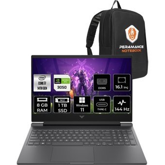 HP Victus 16 9J288EAPN343 Harici GeForce RTX 3050 Intel Core i7 14650HX 8 GB Ram 1 TB SSD 16.1 inç Full HD Windows 11 Home Oyuncu Laptop + PER4 Çanta