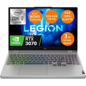 Lenovo L5 82RB00UKTX Harici GeForce RTX 3070 Intel Core i7 12700H 32 GB Ram 1 TB SSD 15.6 inç Full HD FreeDos Oyuncu Laptop