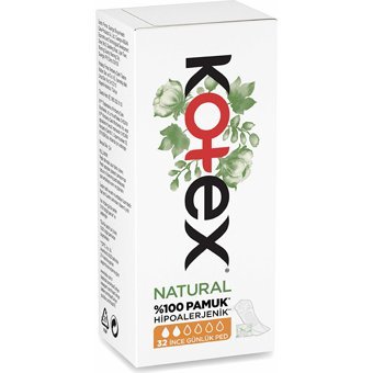 Kotex %100 Pamuk Hipoalerjenik Organik 32'li Normal Günlük Ped