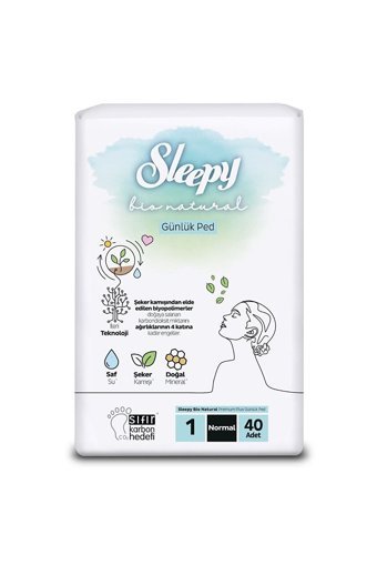 Sleepy Bio Natural Organik 12 Adet 40'lı Normal Günlük Ped