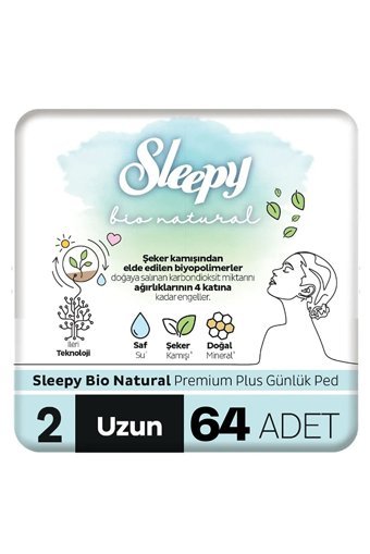 Sleepy Bio Natural Organik 64'lü Uzun Günlük Ped