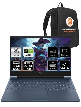 HP Victus 16 9J260EA Harici GeForce RTX 4060 Intel Core i5 14500HX 16 GB Ram 256 GB SSD 16.1 inç Full HD FreeDos Oyuncu Laptop + PER4 Çanta