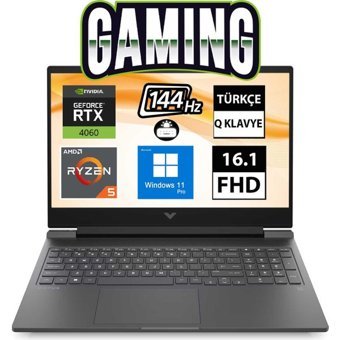 HP Victus 16 S0018NT 7Z4M8EA10 Harici GeForce RTX 4060 AMD Ryzen 5 7640HS 64 GB Ram 1 TB SSD 16.1 inç Full HD Windows 11 Pro Oyuncu Laptop