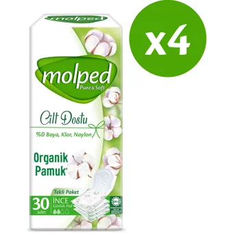 Molped Pure Soft Organik 5 Adet 120'li Normal Günlük Ped