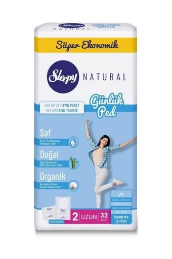 Sleepy Natural Organik 32'li Uzun Günlük Ped