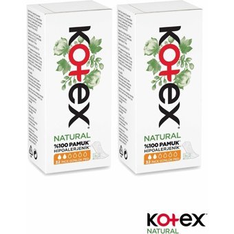 Kotex Natural Organik 2 Adet 32'li Normal Günlük Ped