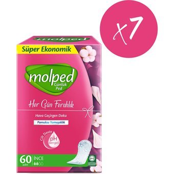 Molped Her Gün Ferah Organik 7 Adet 60'lı Normal Günlük Ped