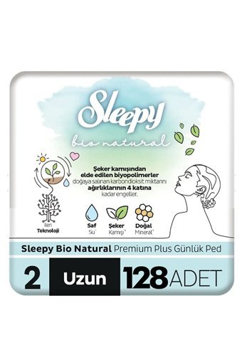 Sleepy Bio Natural Organik 128'li Uzun Günlük Ped