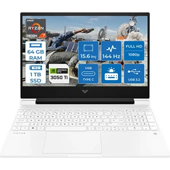 HP Victus 15 FB0004NT 71T71EA022 Harici GeForce RTX 3050Ti AMD Ryzen 7 5800H 64 GB Ram 1 TB SSD 15.6 inç Full HD FreeDos Oyuncu Laptop